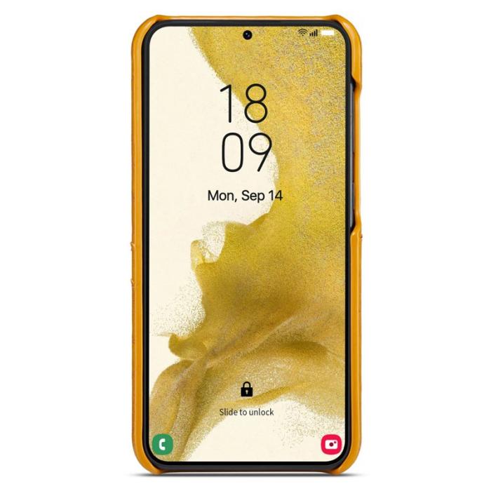 FIERRE SHANN - FIERRE SHANN Samsung Galaxy S25+ Fodral Waxy PU Läder - Gul