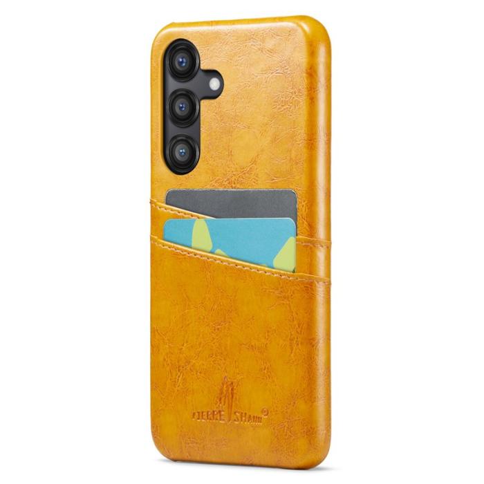 FIERRE SHANN - FIERRE SHANN Samsung Galaxy S25 Fodral Waxy PU Leather - Gul