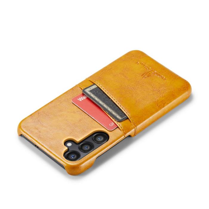 FIERRE SHANN - FIERRE SHANN Samsung Galaxy S25 Fodral Waxy PU Leather - Gul