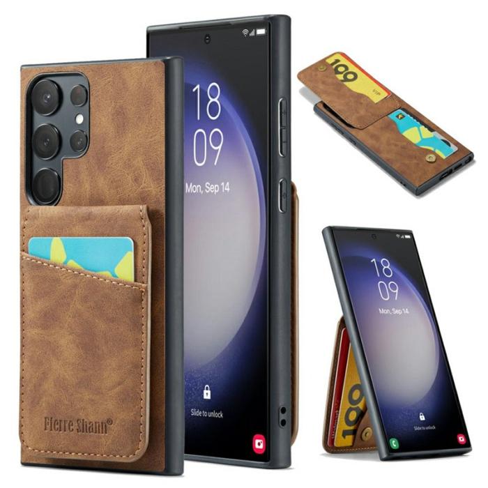FIERRE SHANN - FIERRE SHANN Samsung Galaxy S25 Ultra Fodral Äkta läder - Brun