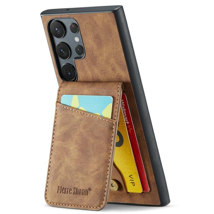 FIERRE SHANN - FIERRE SHANN Samsung Galaxy S25 Ultra Fodral Äkta läder - Brun