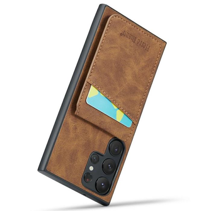 FIERRE SHANN - FIERRE SHANN Samsung Galaxy S25 Ultra Fodral Äkta läder - Brun