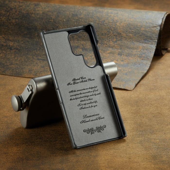 FIERRE SHANN - FIERRE SHANN Samsung Galaxy S25 Ultra Fodral Äkta läder - Grå