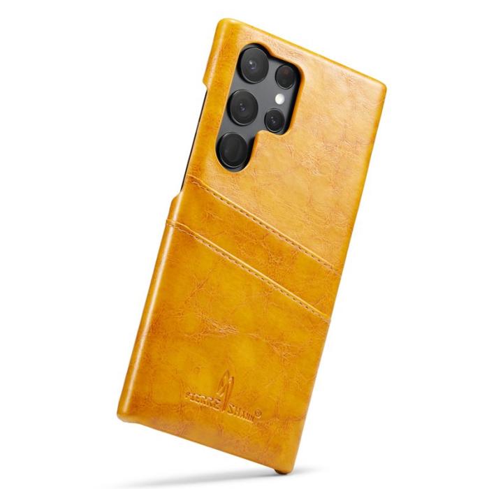 FIERRE SHANN - FIERRE SHANN Samsung Galaxy S25 Ultra Fodral Äkta läder - Gul