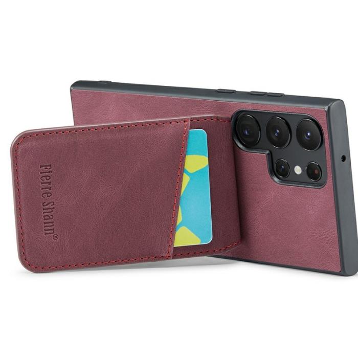 FIERRE SHANN - FIERRE SHANN Samsung Galaxy S25 Ultra Fodral Äkta läder - Vinröd
