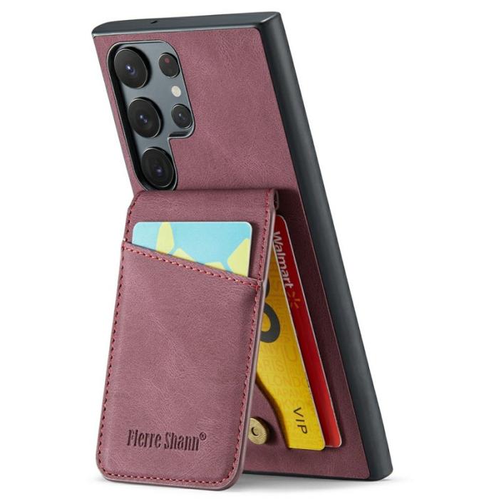FIERRE SHANN - FIERRE SHANN Samsung Galaxy S25 Ultra Fodral Äkta läder - Vinröd