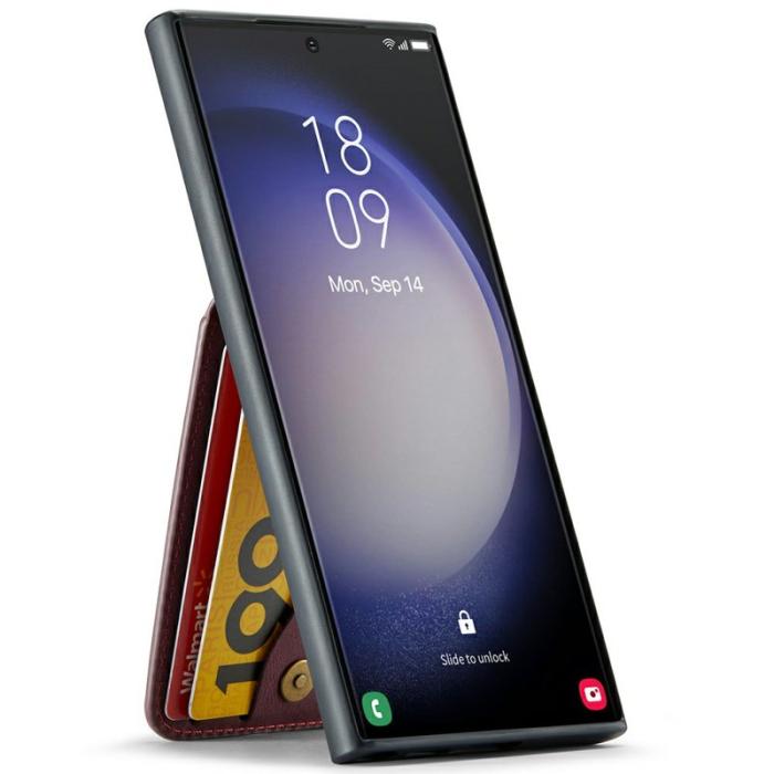 FIERRE SHANN - FIERRE SHANN Samsung Galaxy S25 Ultra Fodral Äkta läder - Vinröd