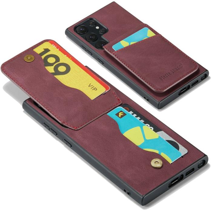 FIERRE SHANN - FIERRE SHANN Samsung Galaxy S25 Ultra Fodral Äkta läder - Vinröd