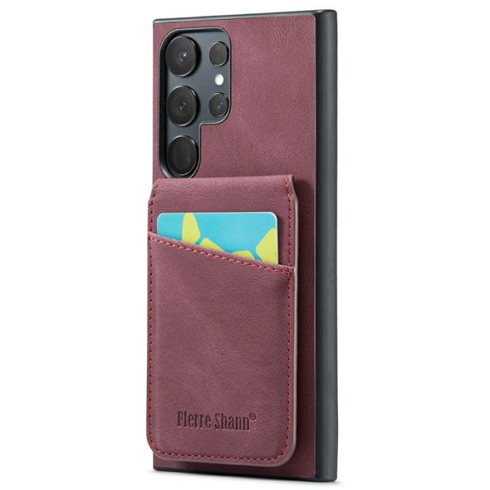 FIERRE SHANN - FIERRE SHANN Samsung Galaxy S25 Ultra Fodral Äkta läder - Vinröd