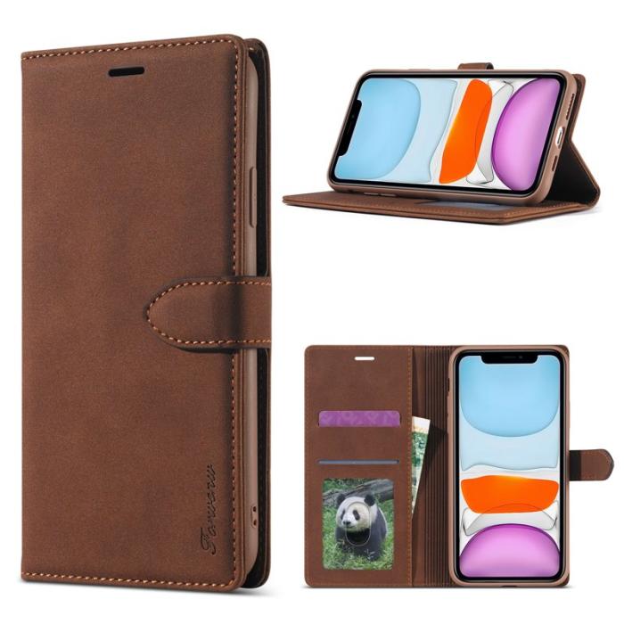FORWENW - FORWENW F1 Series Fodral för iPhone 12/12 Pro Äkta läder - Brun