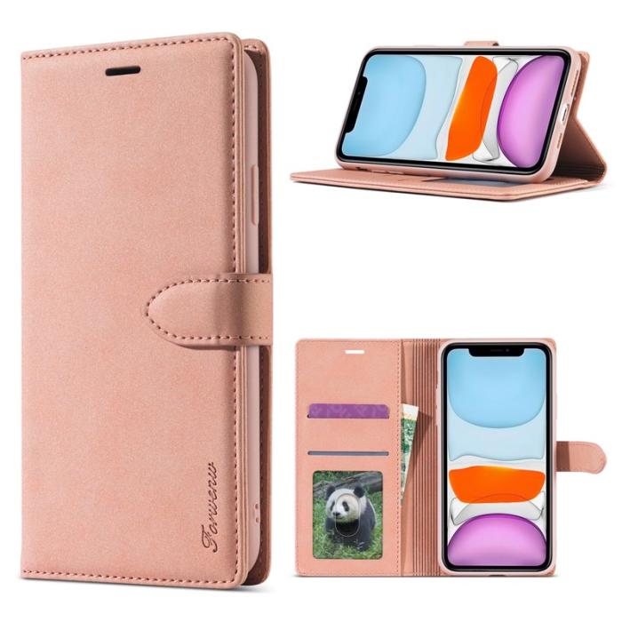 FORWENW - FORWENW F1 Series Fodral för iPhone 12/12 Pro Äkta läder - Roséguld