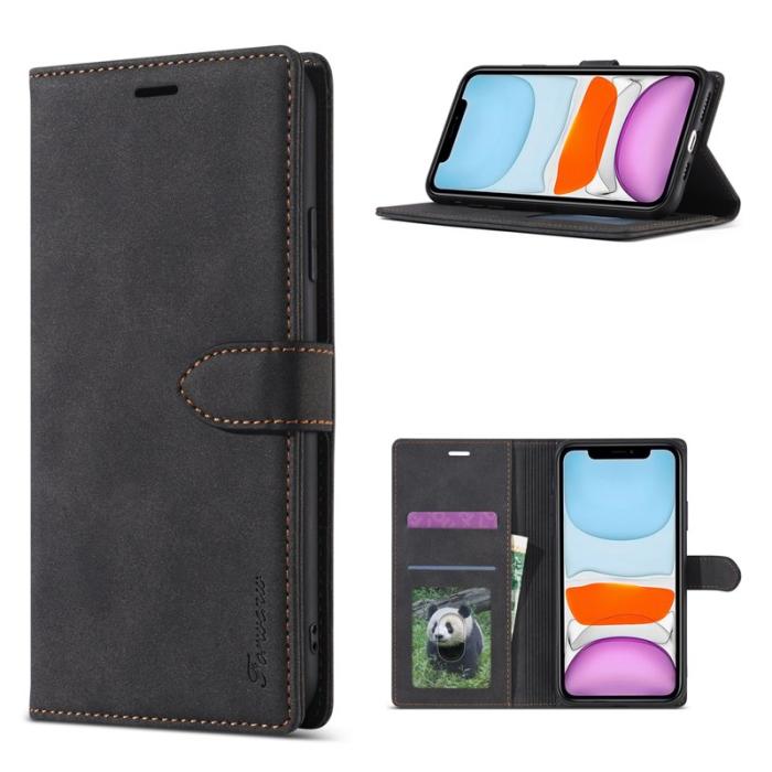 FORWENW - FORWENW F1 Series Fodral för iPhone 12/12 Pro Äkta läder - Svart