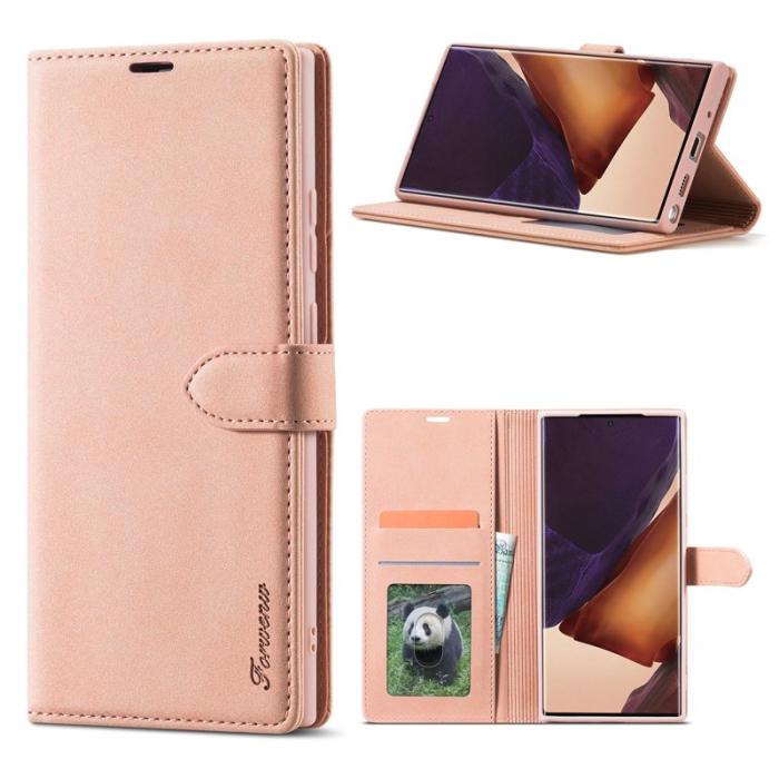 FORWENW - FORWENW F1 Series Fodral för Samsung Galaxy Note20 - Äkta läder - Roséguld