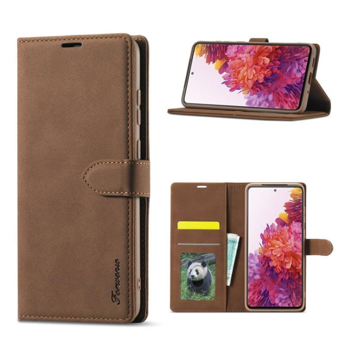FORWENW - FORWENW F1 Series Fodral för Samsung Galaxy S20 FE - Äkta läder - Brun