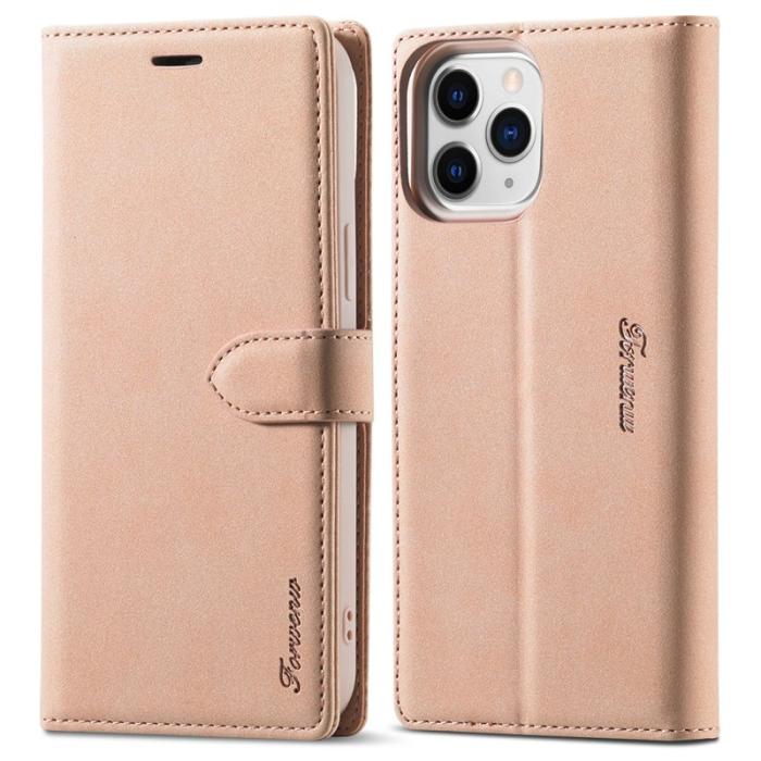 FORWENW - FORWENW F1 Series iPhone 13 Pro Max Fodral Äkta läder - Roséguld