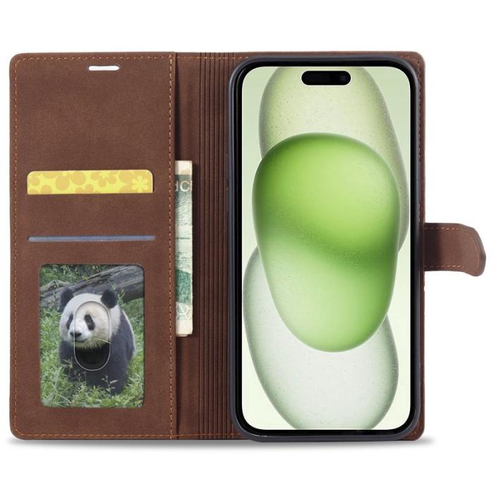 FORWENW - FORWENW F1 Series iPhone 15 Plus Fodral PU Läder - Brun