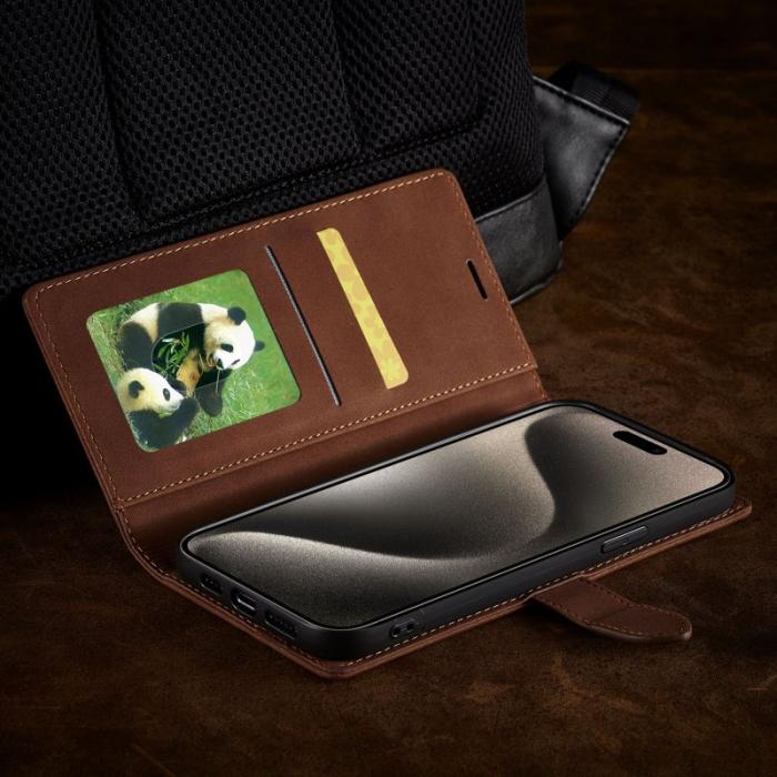 FORWENW - FORWENW F1 Series iPhone 15 Pro Fodral PU Läder - Brun