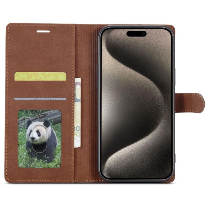 FORWENW - FORWENW F1 Series iPhone 15 Pro Max Fodral PU Läder - Brun