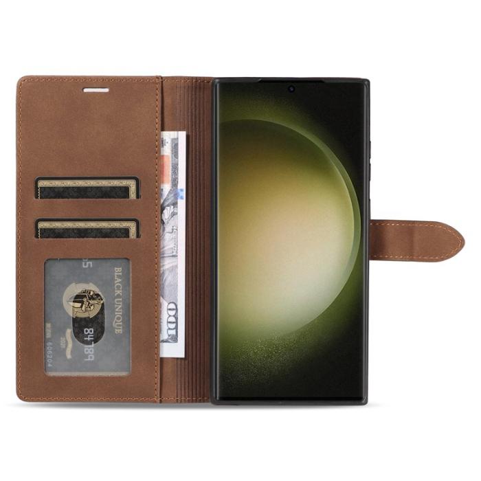 FORWENW - FORWENW F1 Series Samsung Galaxy S24 Ultra Fodral - Äkta läder - Brun