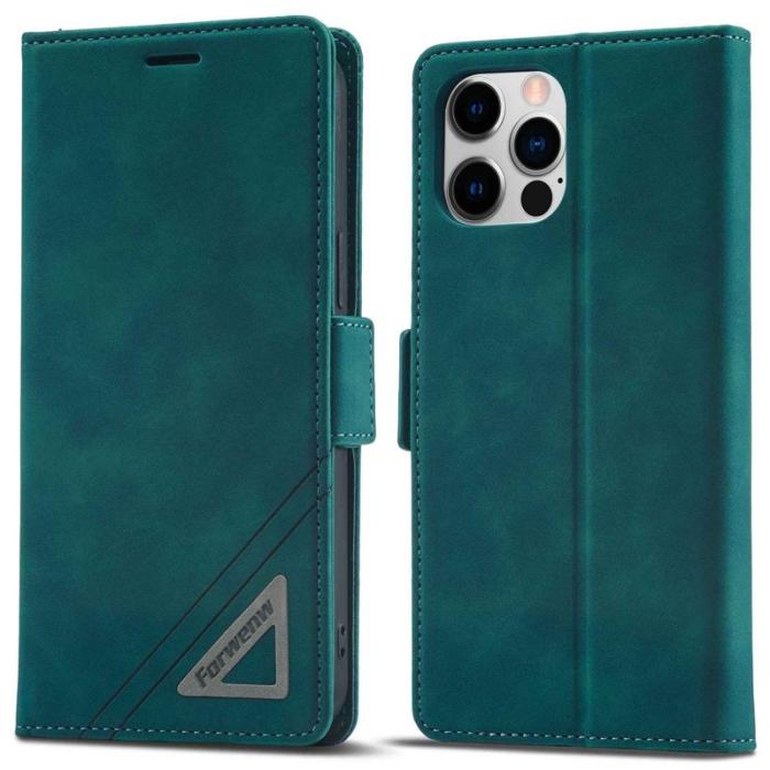 FORWENW - FORWENW F3-Series iPhone 12/12 Pro Fodral PU Läder - Cyan