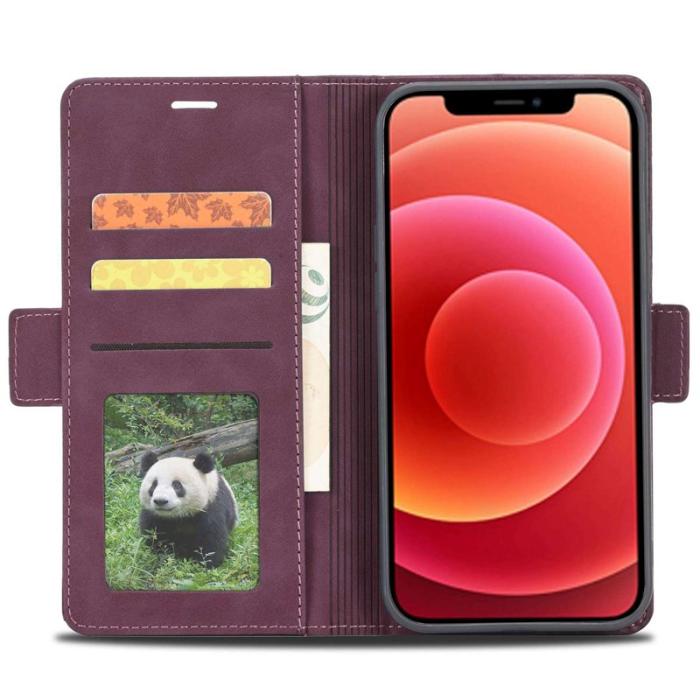 FORWENW - FORWENW F3-Series iPhone 12 Fodral PU Läder - Vinröd