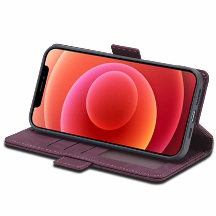 FORWENW - FORWENW F3-Series iPhone 12 Fodral PU Läder - Vinröd