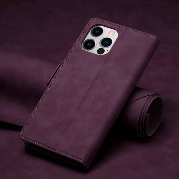 FORWENW - FORWENW F3-Series iPhone 12 Fodral PU Läder - Vinröd