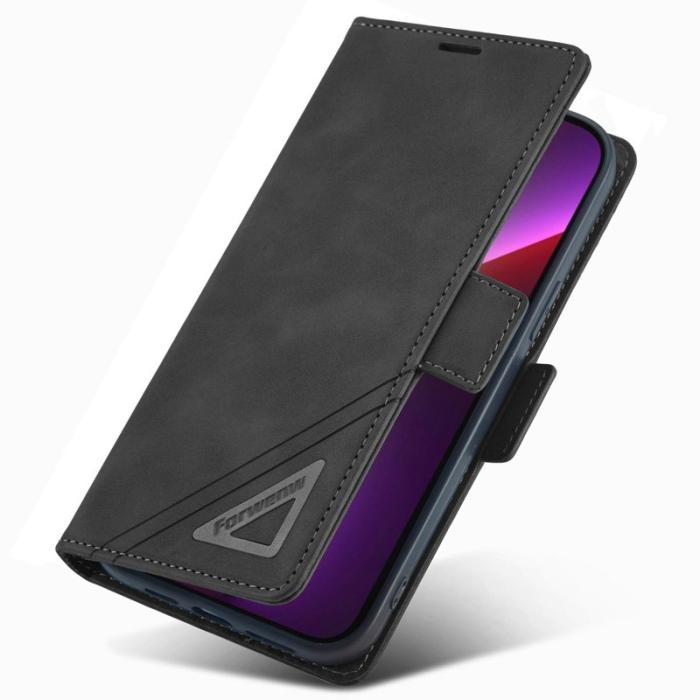 FORWENW - FORWENW F3-Series iPhone 13 Pro Max Fodral PU Läder - Svart