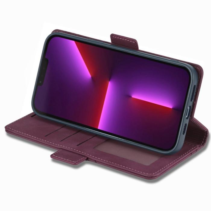 FORWENW - FORWENW F3-Series iPhone 13 Pro Max Fodral PU Läder - Vinröd