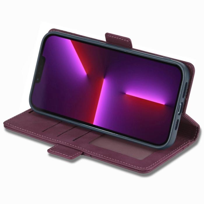 FORWENW - FORWENW F3-Series iPhone 14 Fodral PU Läder - Vinröd