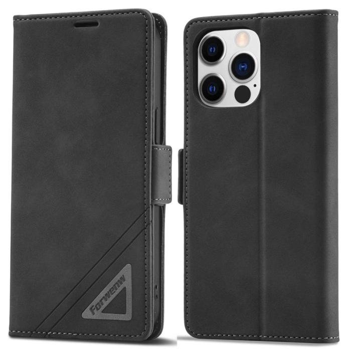 FORWENW - FORWENW F3-Series iPhone 14 Pro Fodral PU Läder - Svart