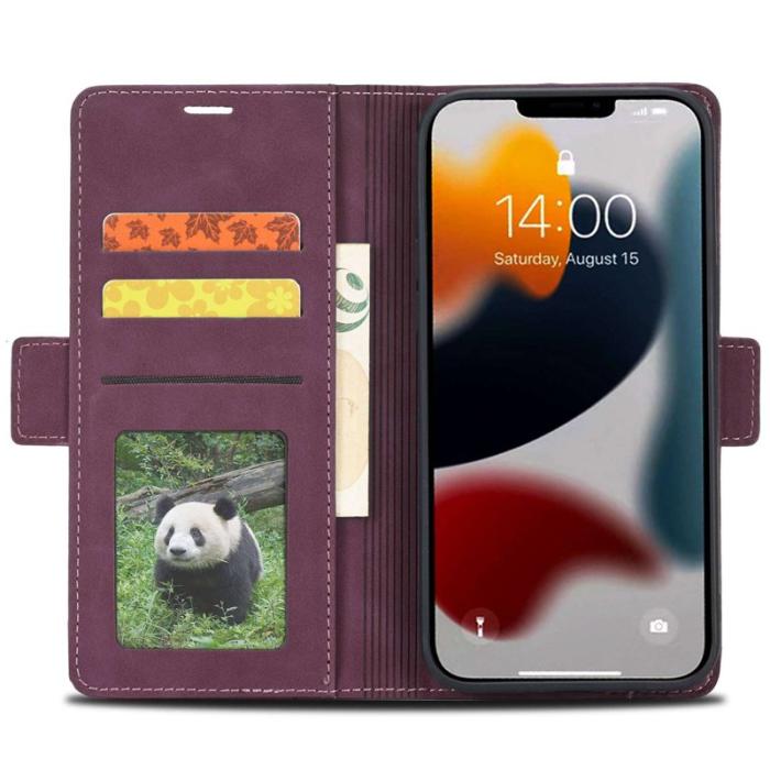 FORWENW - FORWENW F3-Series iPhone 14 Pro Fodral PU Läder - Vinröd