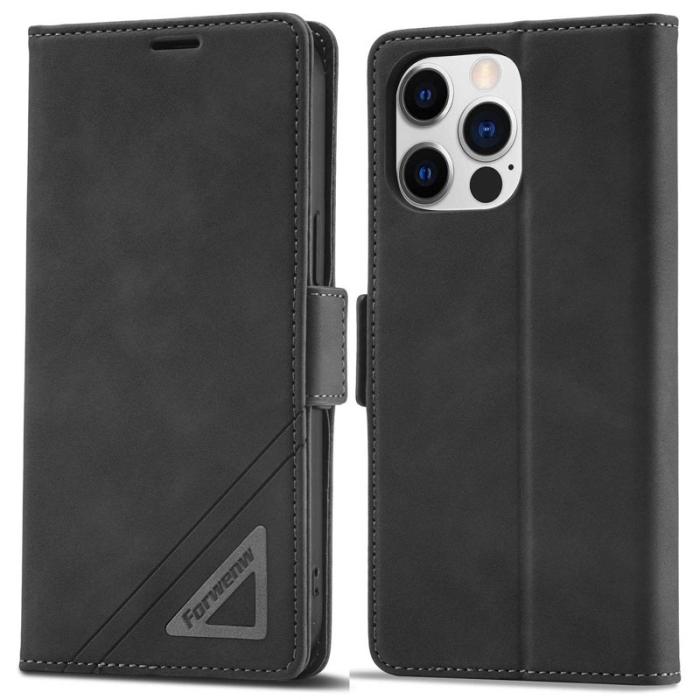 FORWENW - FORWENW F3-Series iPhone 14 Pro Max Fodral PU Läder - Svart