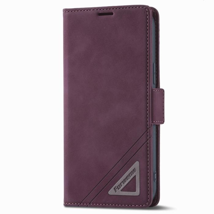 FORWENW - FORWENW F3 Series iPhone 15 Fodral Äkta läder - Vinröd