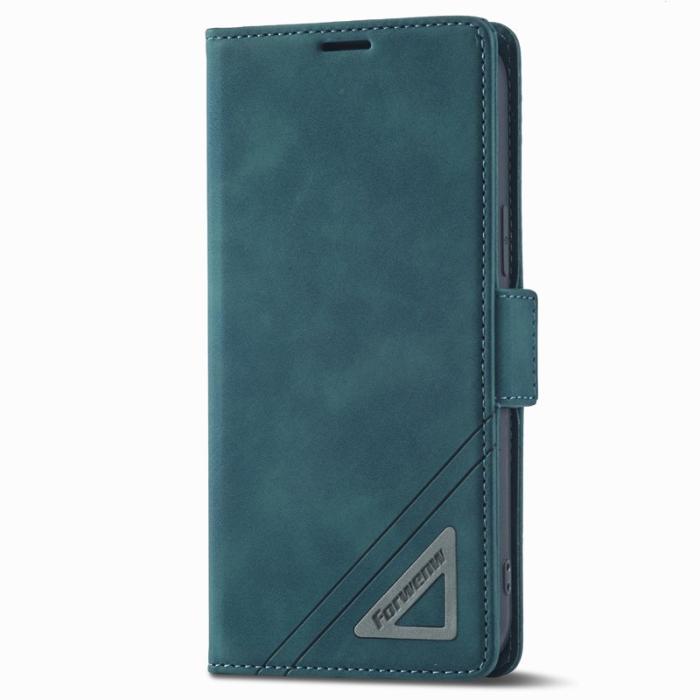 FORWENW - FORWENW F3 Series iPhone 15 Plus Flip Fodral Äkta läder - Grön