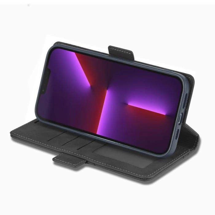 FORWENW - FORWENW F3 Series iPhone 15 Plus Flip Fodral Äkta läder - Svart