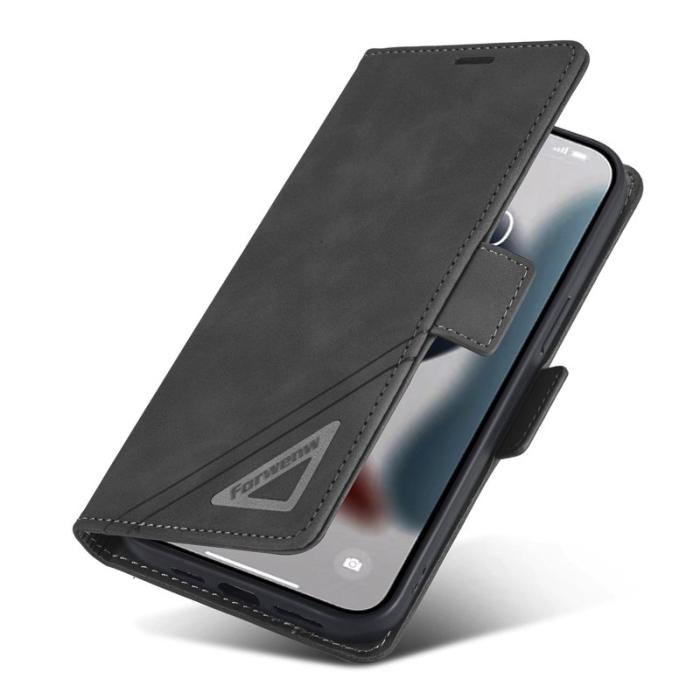 FORWENW - FORWENW F3 Series iPhone 15 Pro Max Fodral Äkta läder - Svart
