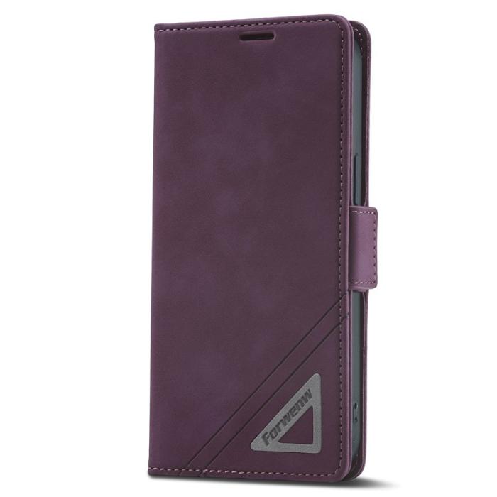 FORWENW - FORWENW F3 Series iPhone 15 Pro Max Fodral Äkta läder - Vinröd