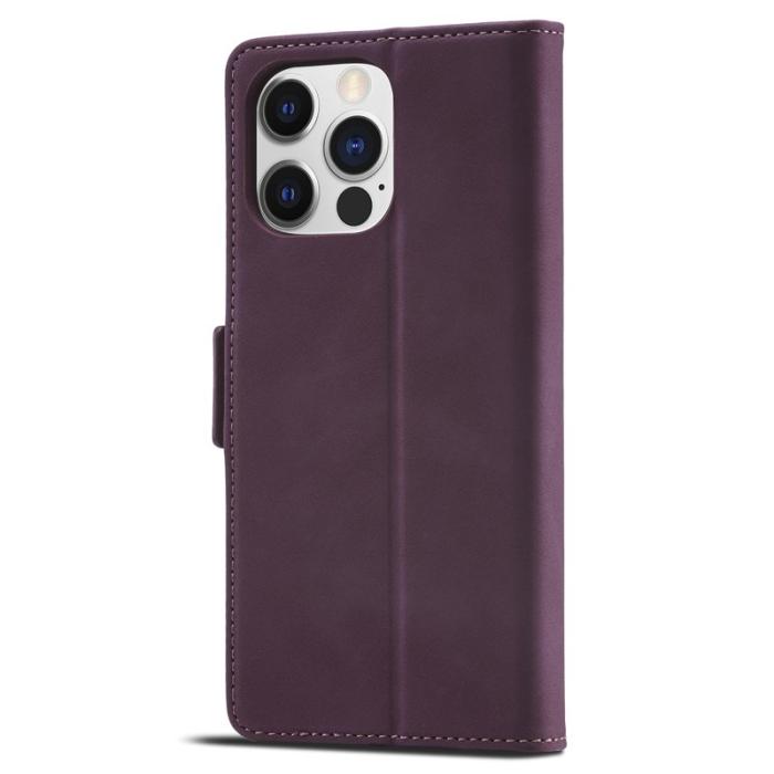 FORWENW - FORWENW F3 Series iPhone 15 Pro Max Fodral Äkta läder - Vinröd