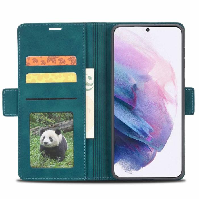 FORWENW - FORWENW F3-Series Samsung Galaxy S21 FE 5G Flip Fodral Äkta läder - Cyan