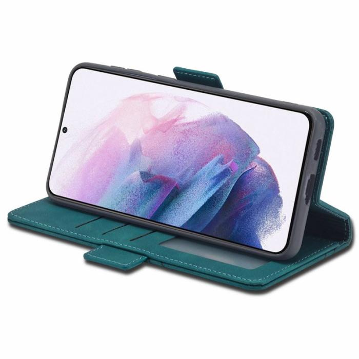 FORWENW - FORWENW F3-Series Samsung Galaxy S21 FE 5G Flip Fodral Äkta läder - Cyan