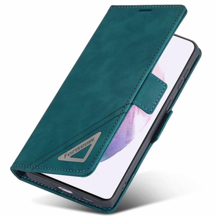 FORWENW - FORWENW F3-Series Samsung Galaxy S21 FE 5G Flip Fodral Äkta läder - Cyan
