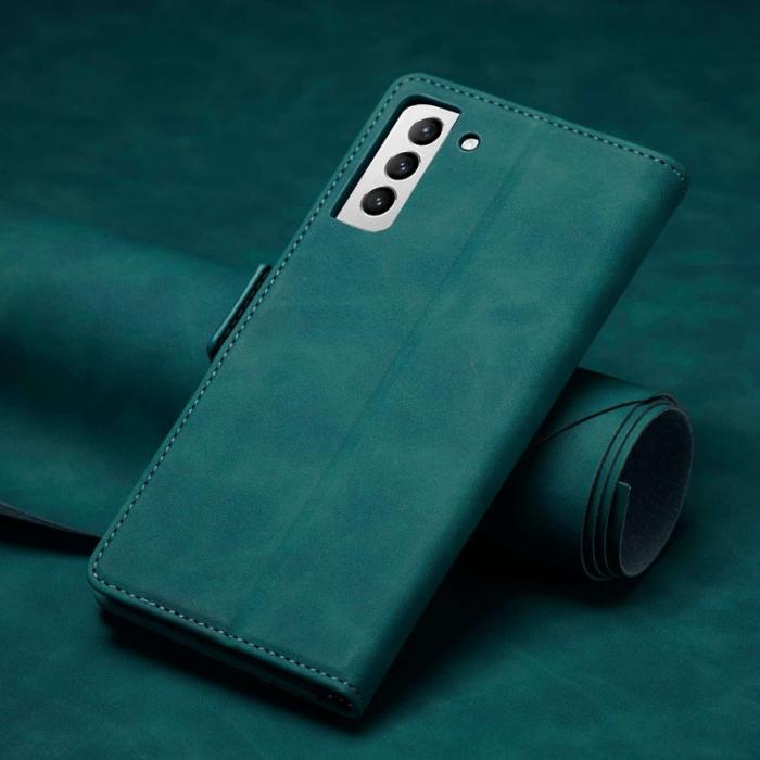 FORWENW - FORWENW F3-Series Samsung Galaxy S21 FE 5G Flip Fodral Äkta läder - Cyan