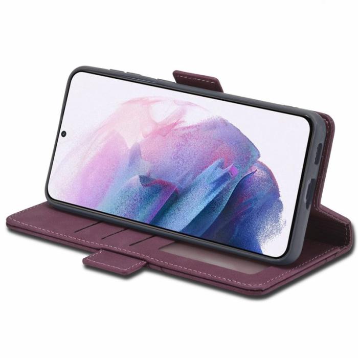 FORWENW - FORWENW F3-Series Samsung Galaxy S21 FE 5G Flip Fodral Äkta läder - Vinröd