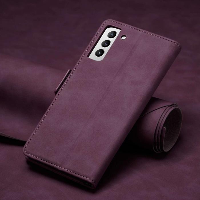 FORWENW - FORWENW F3-Series Samsung Galaxy S21 FE 5G Flip Fodral Äkta läder - Vinröd