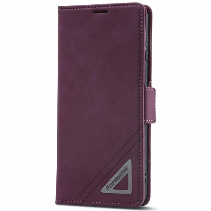 FORWENW - FORWENW F3-Series Samsung Galaxy S21 FE 5G Flip Fodral Äkta läder - Vinröd