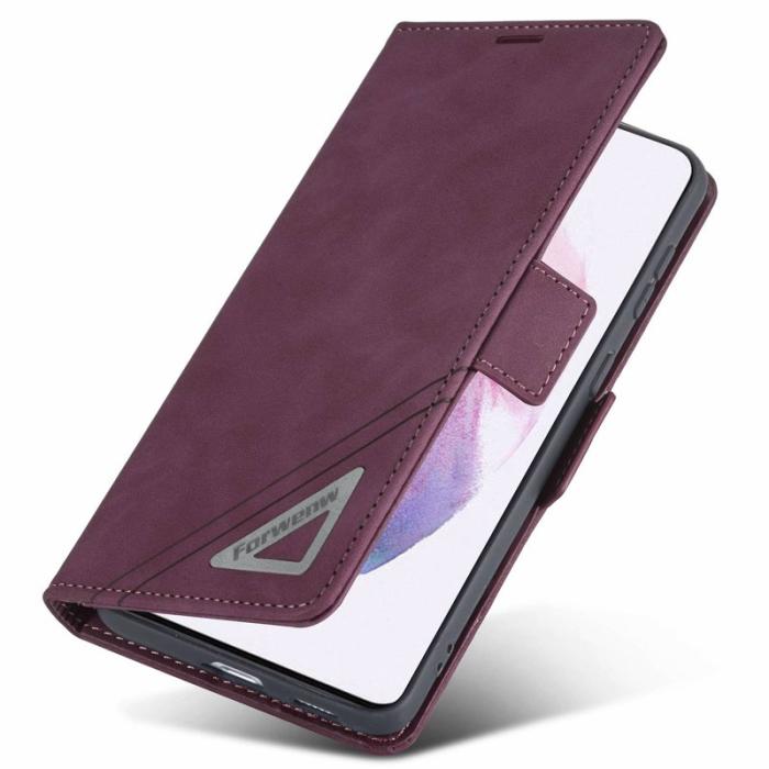 FORWENW - FORWENW F3-Series Samsung Galaxy S22+ Fodral PU Läder - Vinröd