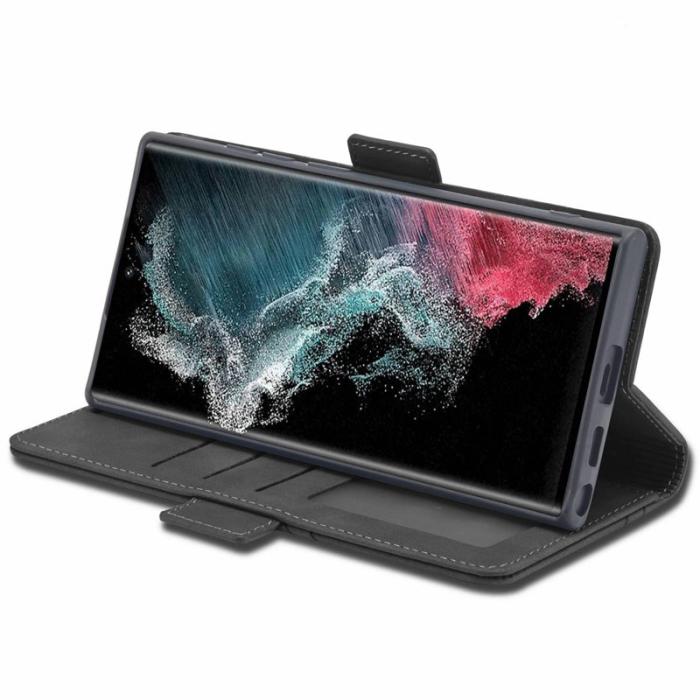 FORWENW - FORWENW F3-Series Samsung Galaxy S22 Ultra Flip Fodral Äkta läder - Svart