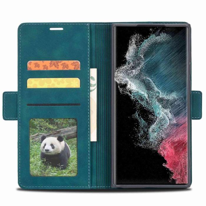 FORWENW - FORWENW F3-Series Samsung Galaxy S22 Ultra Fodral Äkta läder - Cyan