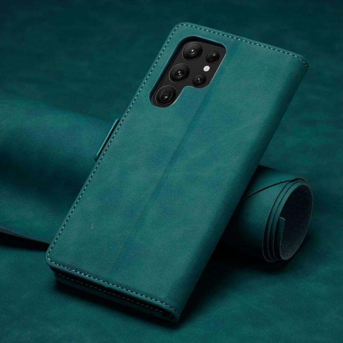 FORWENW - FORWENW F3-Series Samsung Galaxy S22 Ultra Fodral Äkta läder - Cyan